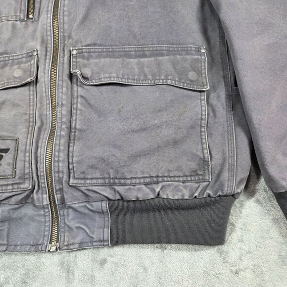 Snap On Tools Jacket Mens XL Gray Distressed Quilt Lined Hooded Canvas Coat - Picture 6 of 16